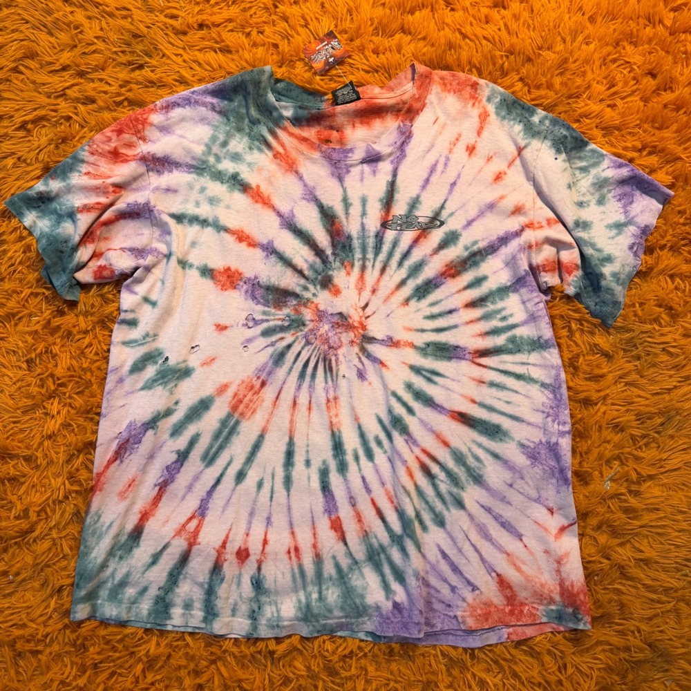 Vintage No Fear Tie Dye Graphic T-Shirt Mens XL Distressed 90s Skate Streetwear